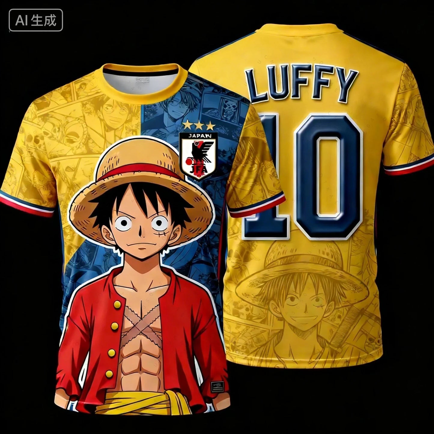 2026 One Piece Luffy Men Football Jersey Summer Short Sleeve Women T-shirt Cartoon Japan Style Anime Children Clothes Tee Tops