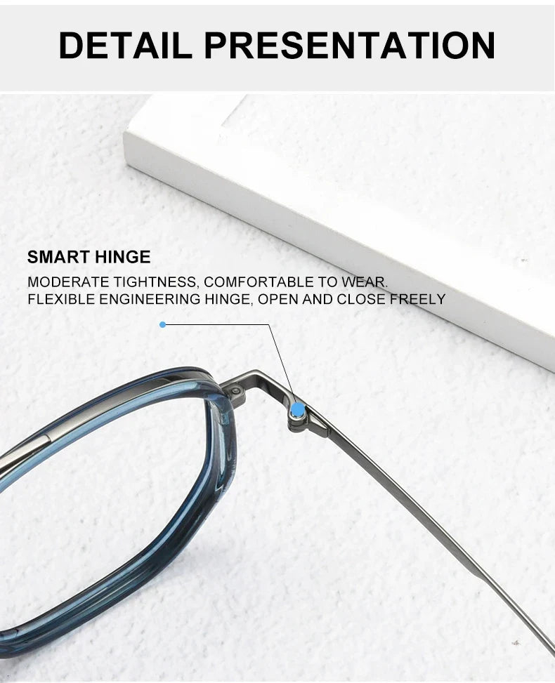 Ultra Lightweight Titanium Frame TR90 Retro Polygonal Eyeglasses Frames Anti Blue Light Glasses Customizable Prescription