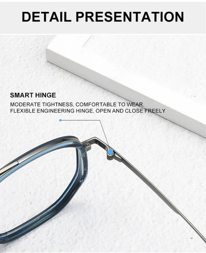 Ultra Lightweight Titanium Frame TR90 Retro Polygonal Eyeglasses Frames Anti Blue Light Glasses Customizable Prescription