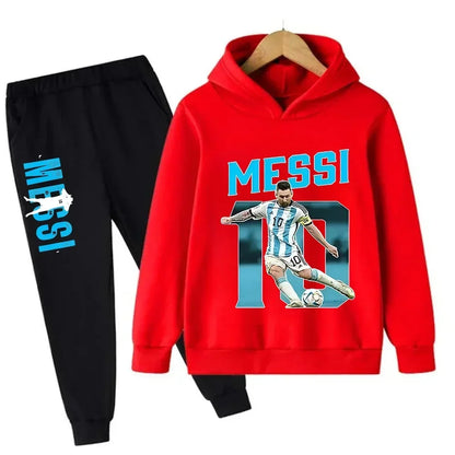 Autumn Football Star Messi 3-12Y Children Hoodies Sets Pants Suit 2 Pcs Sets Kids Boy Girl Clothing Casual Fashion Tracksuits