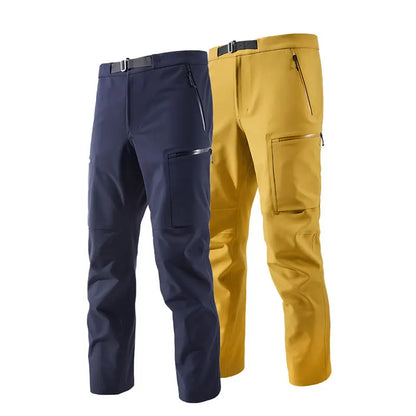 Autumn Hiking Pant Men Waterproof Soft Shell Pant High Elastic Outdoor Cycling Fishing Trousers Multi Pocket Windproof Trousers