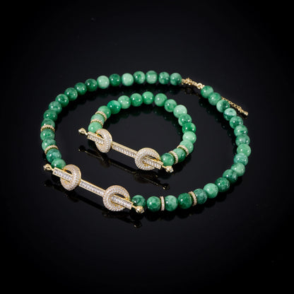 015810 Beaded Choker for Women Color Natural Stone Necklace Set Daily Wear Ceremony Engament Cocktail Party Jewelry Accessories