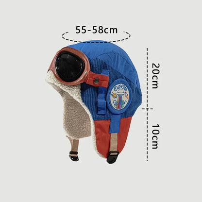 Niche Design Removable Glasses Pilot Hats for Men and Women Autumn Winter Outdoor Riding Warm Casual Versatile Retro Bomber Cap