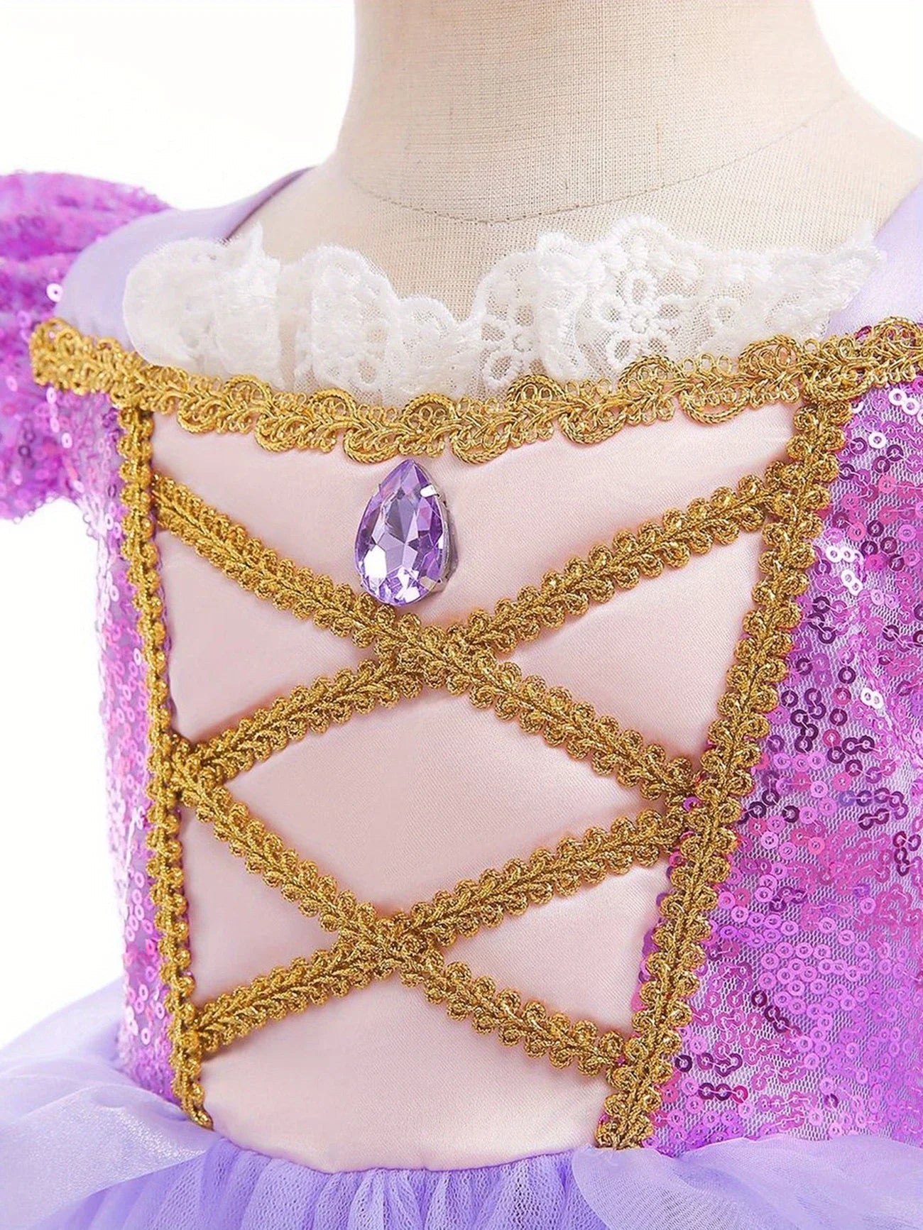 Baby Girls Deluxe Elegant Rapunzal Princess Dress Cosplay Costume Kids Halloween Birthday Party Vestido Purple Puffy Dresses