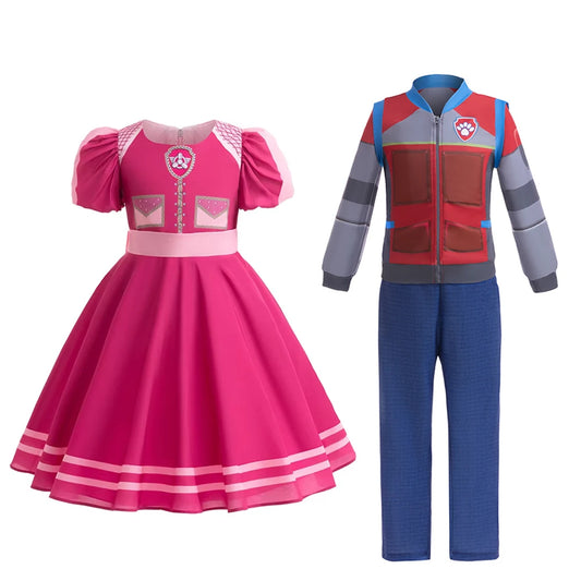 2026 Carnival Cartoon Dog Girls Cosplay Costume Children Anime Cartoon Number Tops Dress Up Skye Ryder Cute Clothing Boys set