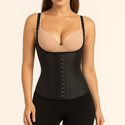 Latex Waist Trainer Corset Women 25-Steel Bones Body Shaper Fajas Slimming Girdle Adjustable Hooks and Straps Tummy Control Vest