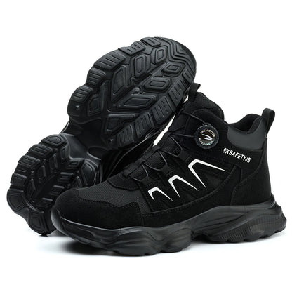 Rotating Button Safety Boots Shoes Man Steel Toe Safety Work Shoes Lightweight Non Slip Work Boots Men Sneaker