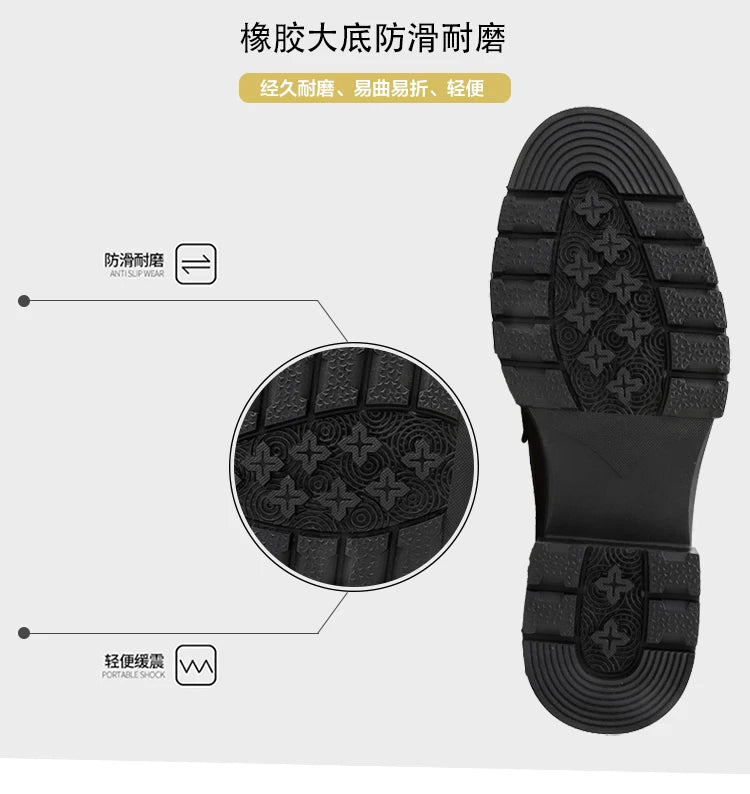 2026 Spring New British Fashion Men's Casual Leather Shoes Korean Style Slip-On Loafers Formal Men's Leather Shoes
