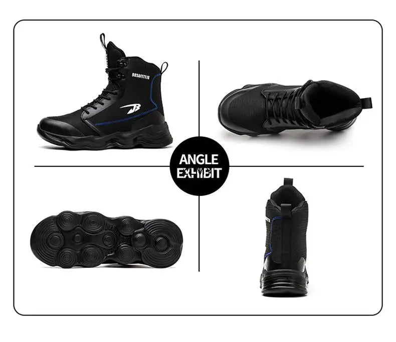 High Top Men Safety Shoes Light Steel Toe Sneakers Man Anti-Smash Stab Proof Work Boots Male Construction Protective Footwear