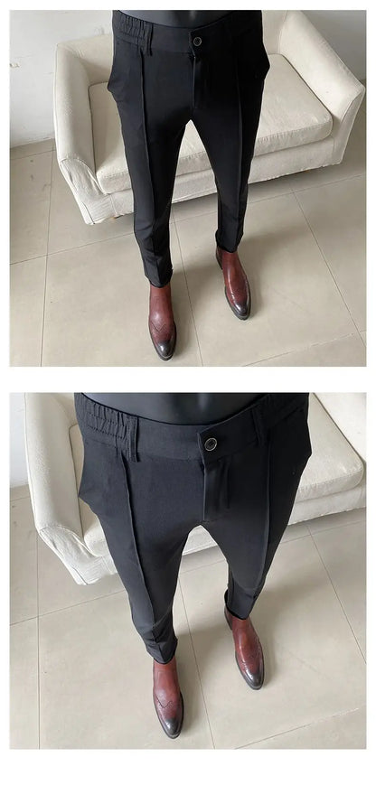 Summer New Light Thin Solid Color Suit Pants High Quality Slim Fit Stretch Trousers Men's Formal Business Social Dress Pants