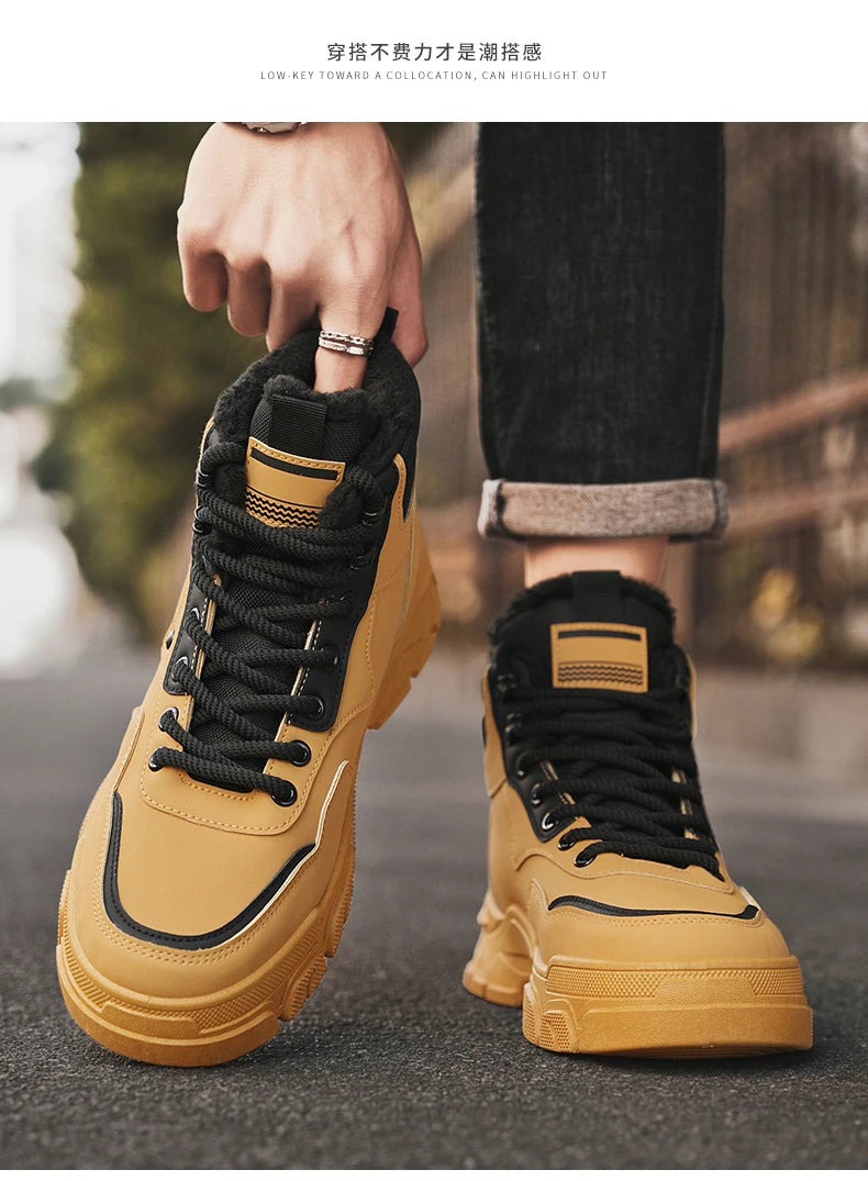 Mens Boots Casual Shoes Winter Platform Leather Designer Luxury Chelsea Cowboy Outdoor Work Safety Ankle Sneakers 2025