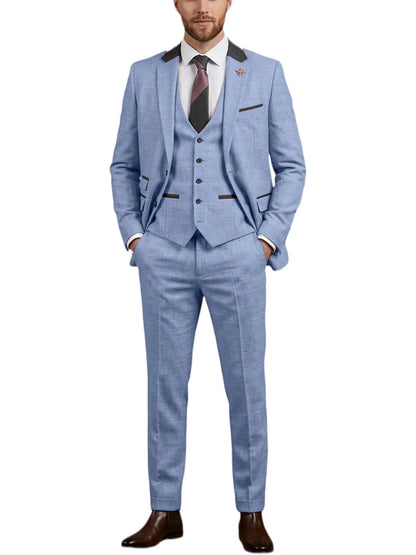 Men's Linen 3 Piece Suit Notch Lapel 2 Buttons Slim Fit Blazer Vest Pants Set Breathable Lightweight For Groom Business Casual