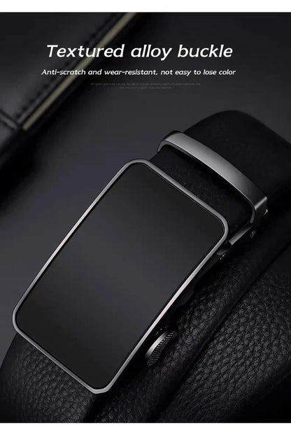 Cowhide Belt, Men's Leather Belt, Automatic Buckle, Men's Top Layer, High-End Trendy Buckle