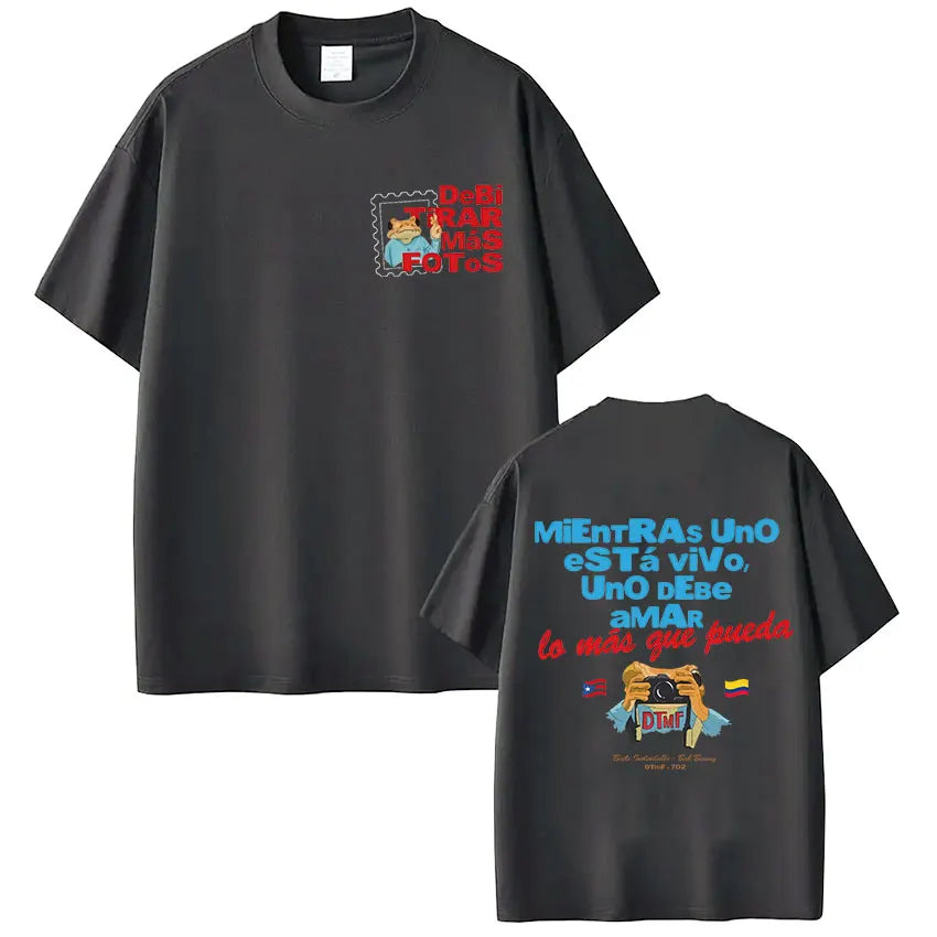 Rapper Bad Bunny T-shirt Debi Tirar Mas Fotos DTMF Tour T Shirts Men's Women Clothing Fashion Hip Hop Vintage T-shirt Streetwear