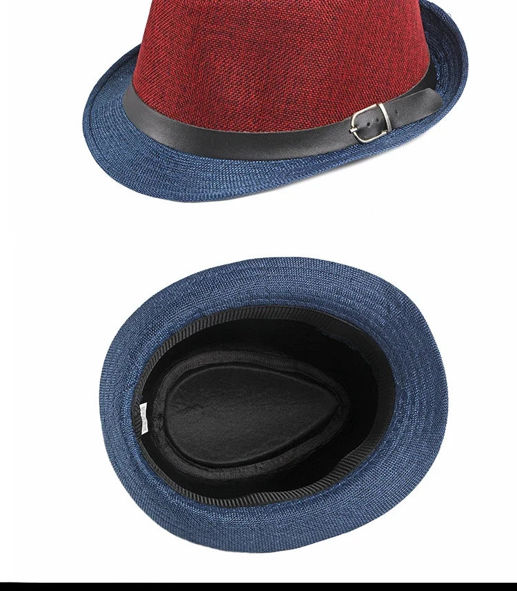 Spring and Summer Patchwork Men's Jazz Hat  Unisex Fashionable Fedoras Hat for Women