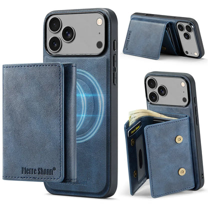 Wallet Cards Slot Leather Phone Case for IPhone 17 Air 17 Pro Max 15 16 Plus 14 13 12 11 Magnetic Magsafe Kickstand Back Cover