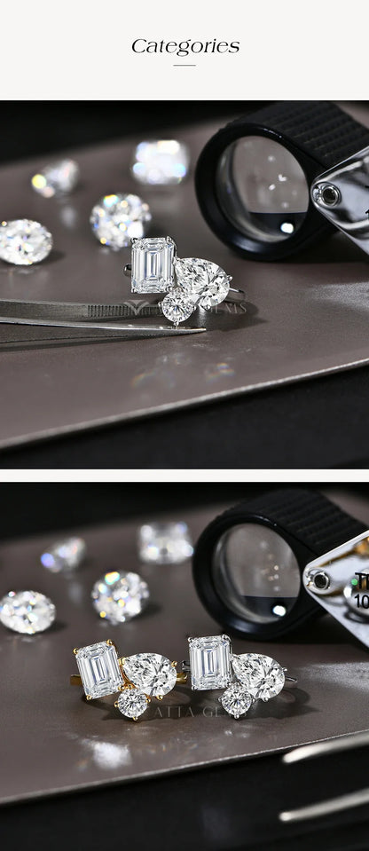 Total 5.5CT All Lab-Creatred Moissantie Ring for Women S925 Silver Engagement Ring Classic Wedding Engagemen Jewelry