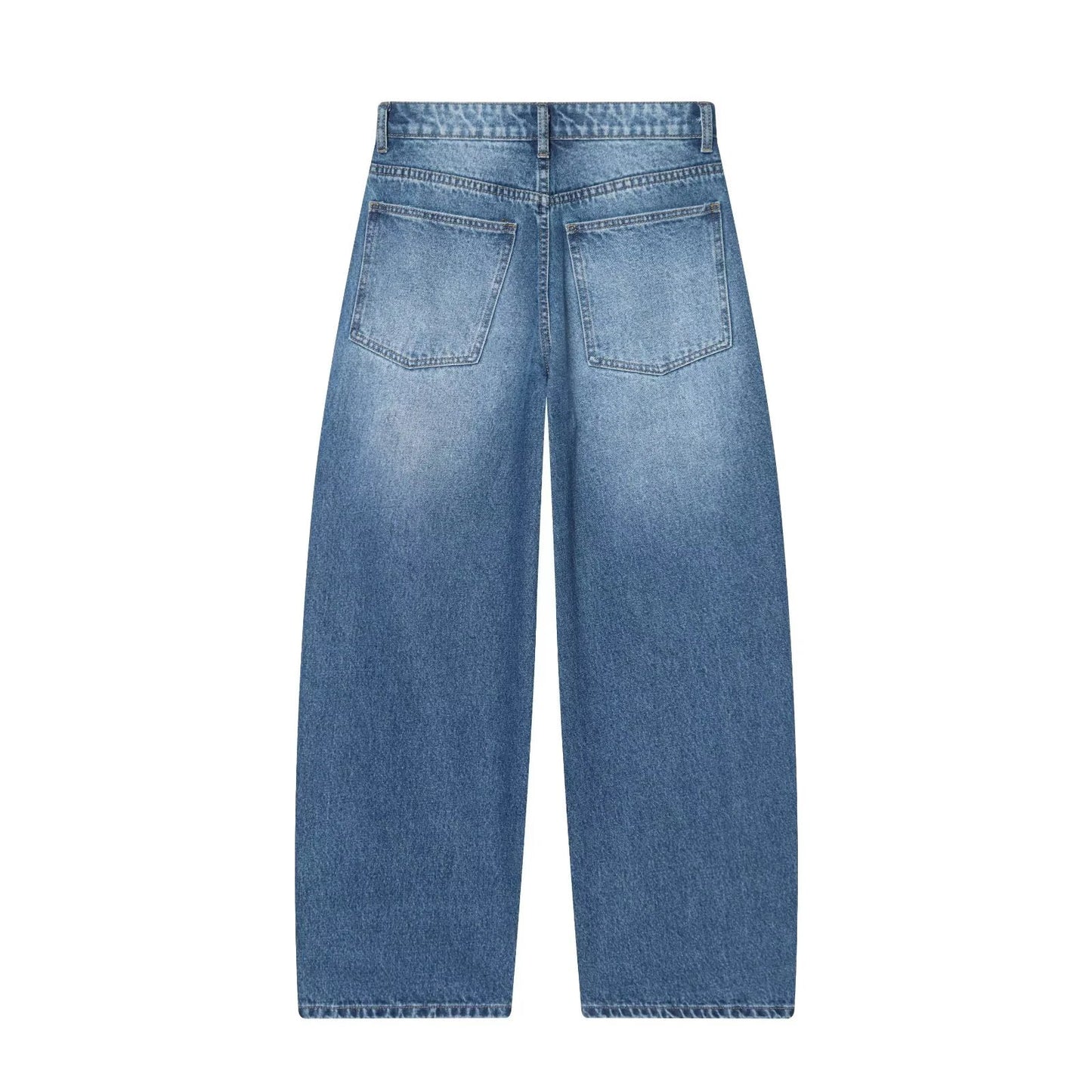 European and American style 2025 winter new women's clothing mid waist balloon version sickle bending knife jeans