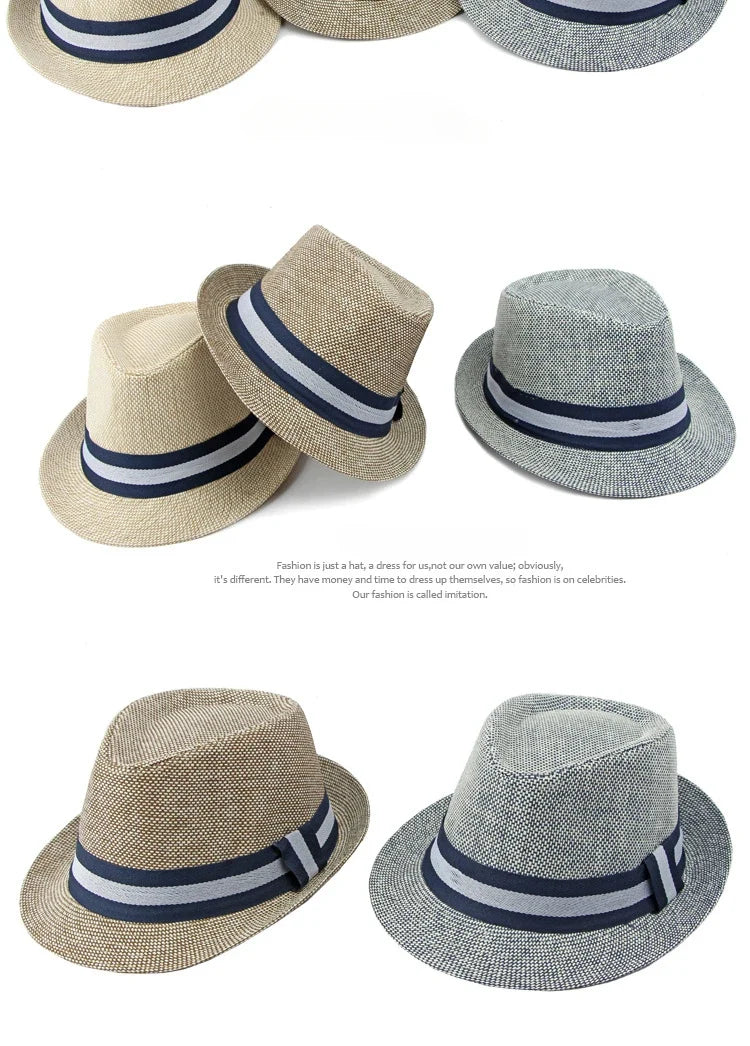 Middle-aged and Elderly Men's Top Hat Spring Summer Luxury Designer Sun Protection Beach Cap Grass Wedding Fedora Jazz Hat Party