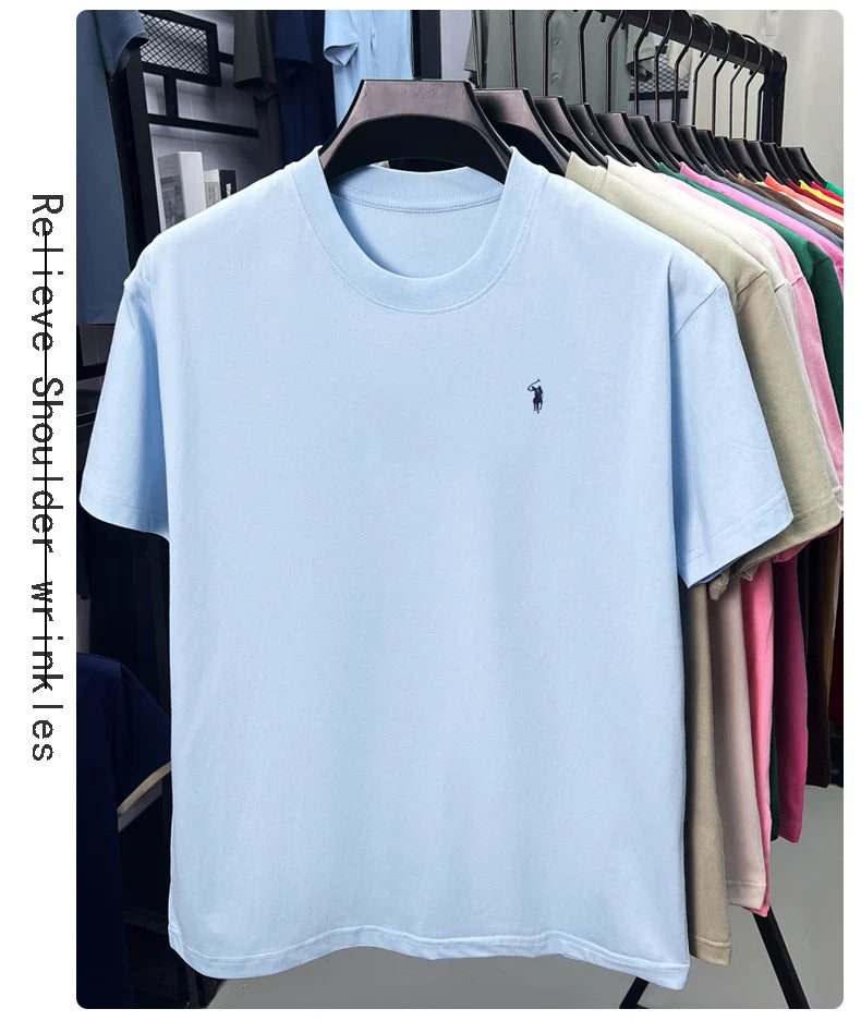 100% cotton high-end short sleeve T-shirt summer designer brand pony embroidery round neck top fashion casual golf men's wear