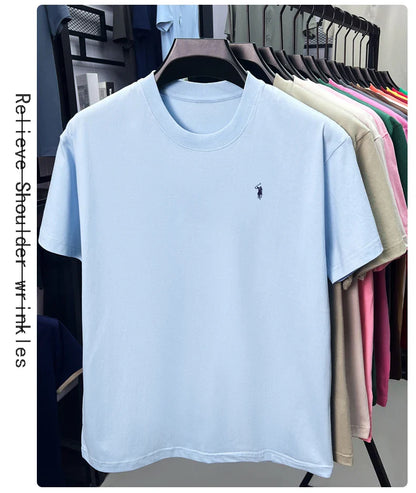 100% cotton high-end short sleeve T-shirt summer designer brand pony embroidery round neck top fashion casual golf men's wear