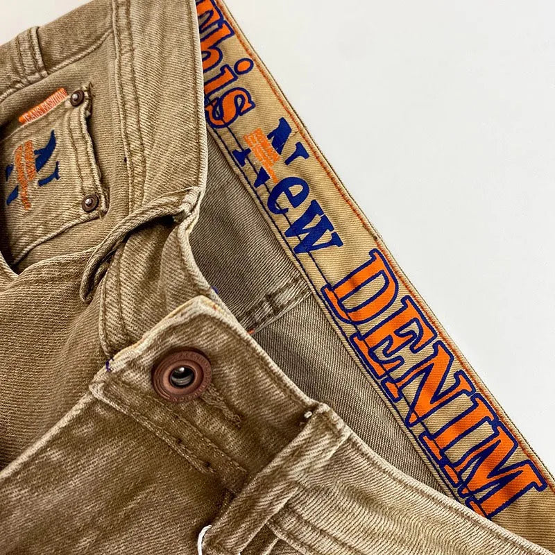 Elegant Slim Fit Men's Jeans Casual Khaki Straight Leg Elastic Fashionable City Style Summer Denim Pants Youth Wear