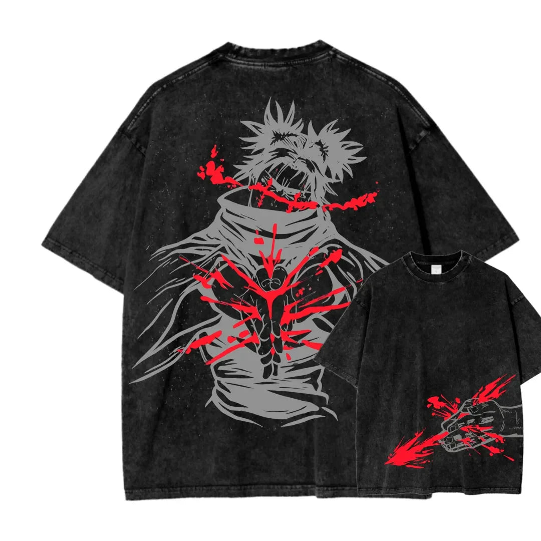 Japan Anime Jujutsu Kaisen Choso Cool Graphic T-shirt Men Casual Manga Tshirts Washed Vintage T Shirt Harajuku Male Cotton Tops