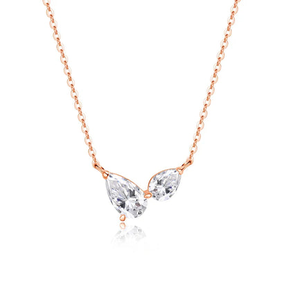 Pear Cut All Moissanite Necklace for Women 2 Gems Lab Diamond Female Pendant 100% 925 Sterling Silver Jewelry Wholesale