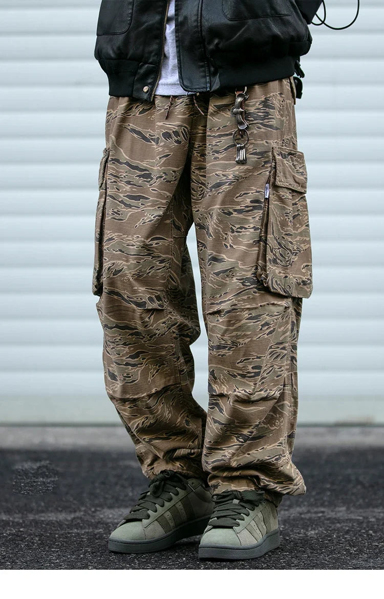 High Quality American Retro Ast Craft Camouflage Cargo Pants For Men Clothing Outdoors Tactical Pants Casual Baggy Trousers Male