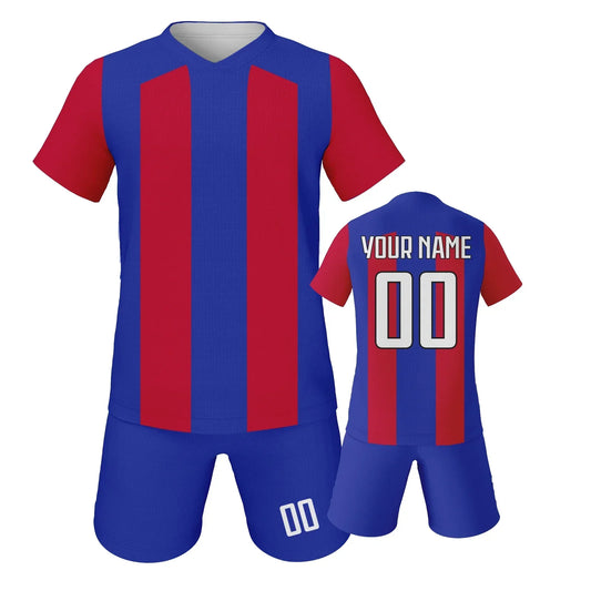 Personalized Kids Soccer Jersey Set Custom Name Number Soccer Kit  Boys Girls Youth Team Soccer Uniform Blue Red Football Shirt