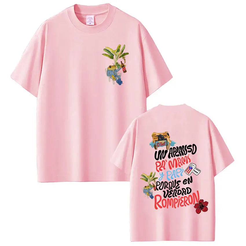 Rapper Bad Bunny T-shirt Debi Tirar Mas Fotos DTMF World Tour T Shirts Men's Clothing Fashion Hip Hop Vintage T-shirt Streetwear