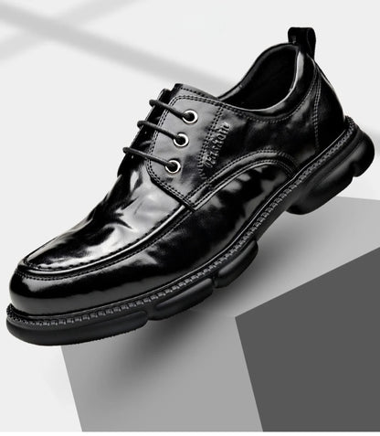 Summer Hallow Cow Leather Shoes for Men Fashion Casual Black New Designer Dress Shoes Male Lace Breathable Platform Shoes Man