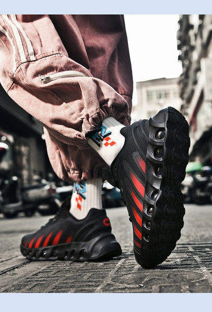 New Men's Sneakers PU Air Cushion Anti-Slip Shock Absorber Running Shoes Outdoor Lightweight and Breathable Mesh Running Shoes