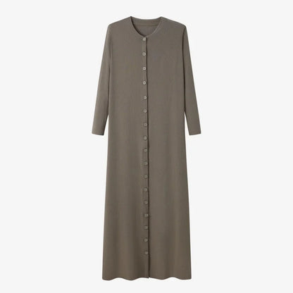 AS AW25 ribbing maxi dress woman fashion V neck comfortable button dress