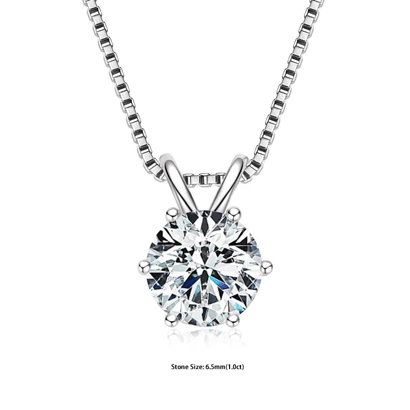 Certified Multi-size Round Moissanite Solitaire Pendant Necklaces 925 Sterling Silver Necklace For Women Jewellry Gifts