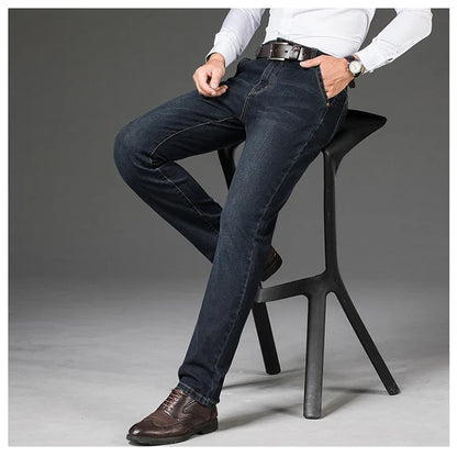 Plus Size 28-46 Spring Autumn Classic Business Trousers Male Brand Men's Fashion Casual Jeans Straight Elasticity Denim Pants