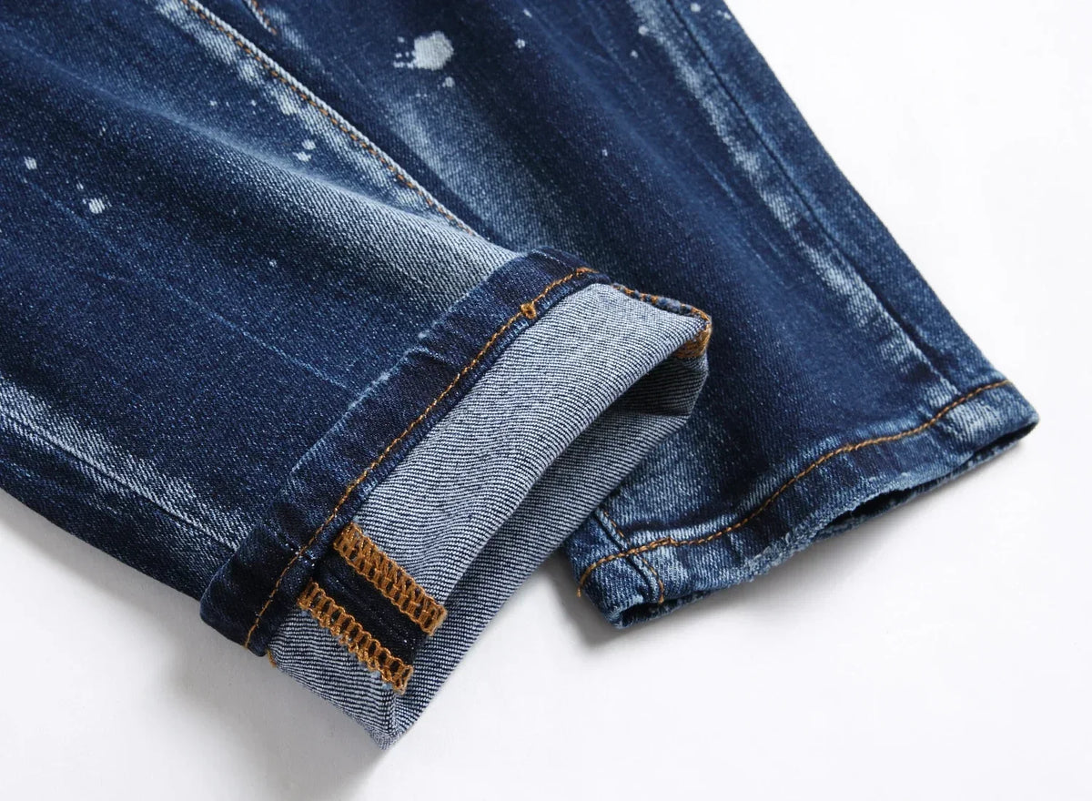New Mens Ripped Jeans Dsq2 Men Skinny Jeans Light Blue Holes Pants Quality Male Stretch Slim Fashion Trousers Y2k