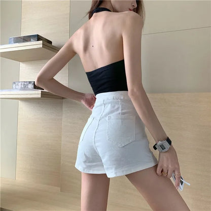 Retro Spicy Girl High Waist Skinny Denim orts Women's Summer Thin Korean Sle Cotton Stretch Tight Fit Trendy Hot Pants