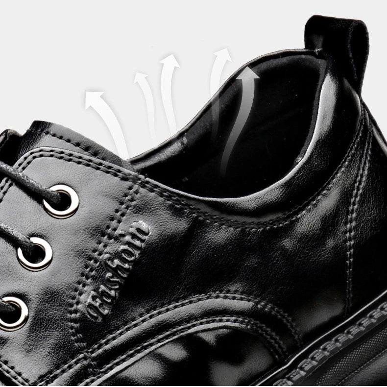 Summer Hallow Cow Leather Shoes for Men Fashion Casual Black New Designer Dress Shoes Male Lace Breathable Platform Shoes Man