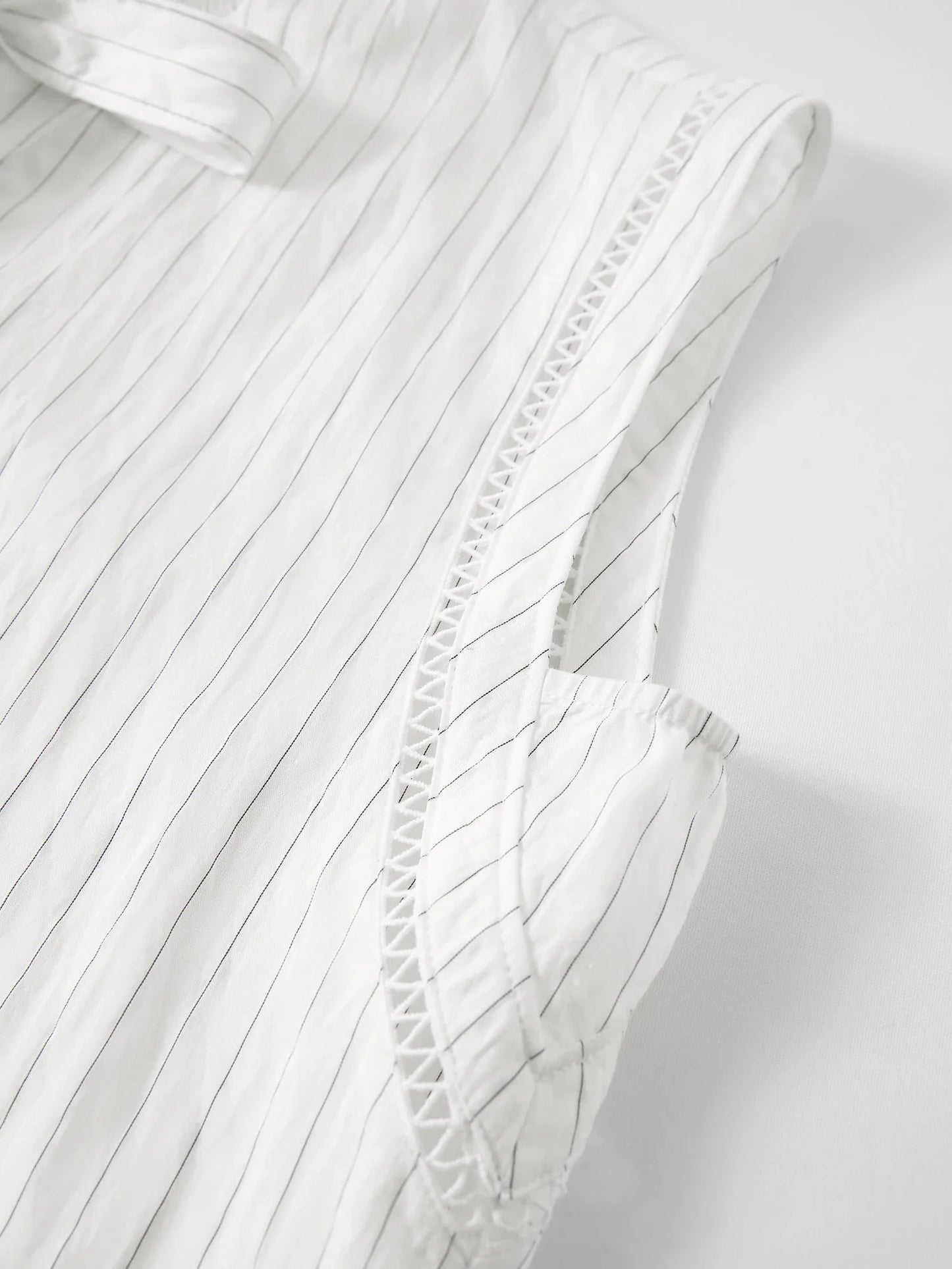 2026 Summer Women’s Striped Ruffle Tie-Neck Sleeveless Blouse, Breathable Office Top for Lightweight Elegant Office Style