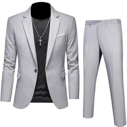 6XL-M (Blazer+Pants) High Quality Business Solid Color Slim Fit Suits 2 Pieces Men's Groom Wedding Social Tuxedos Set 16 Colour