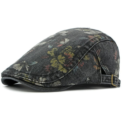 Beret Cap Spring Summer Autumn Men Women Cap Male Female Floral Artist Painter Beret Hat Denim Flat Cap Octagonal Berets