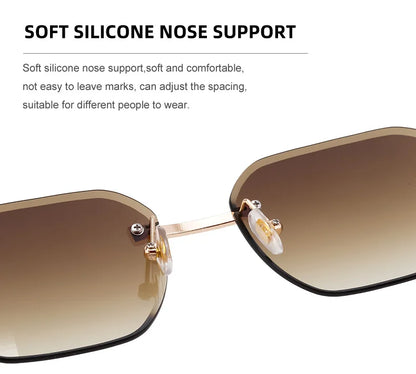 2026 Wooden Rimless Sunglasses Women Trendy Vacation Sunscreen Square Sunglass Men Luxury Vintage Retro Fashion Glasses Occhiali