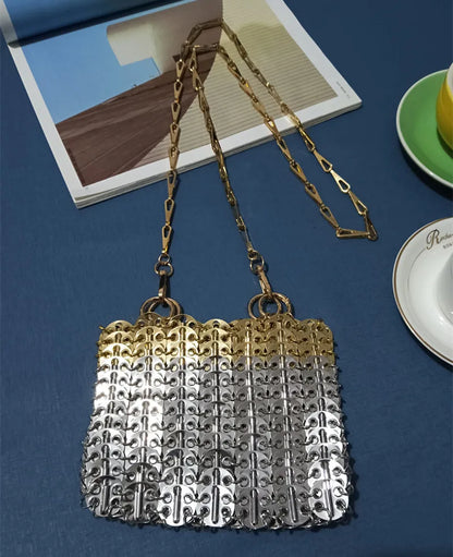 Women's Bag Designer Handbag Aesthetic Bags Hand Woven Metal Gold Silver Splicing Clutch Luxury Holiday Shoulder Bag Tote Bag