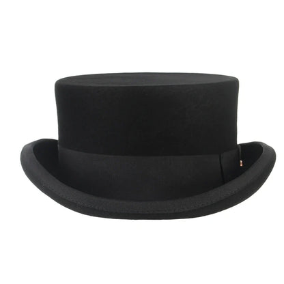 Men Women 100% Wool Felt Top Hat Gentleman Cylinder Hat Satin Lined Party Formal Fedora Costume Magician Cap