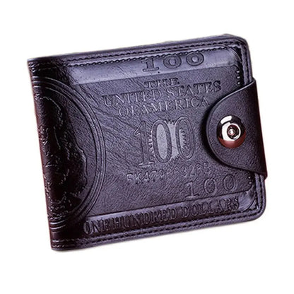 Men's Wallets With 100 US Dollar Pattern Wallet Male Leather Wallet Photo Card Holder Fashion Large Capacity Wallet Purse Bag