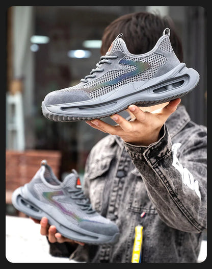 summer breathable work shoes with iron toe anti puncture security shoes work sneakers for men anti-slip Lightweight safety shoes