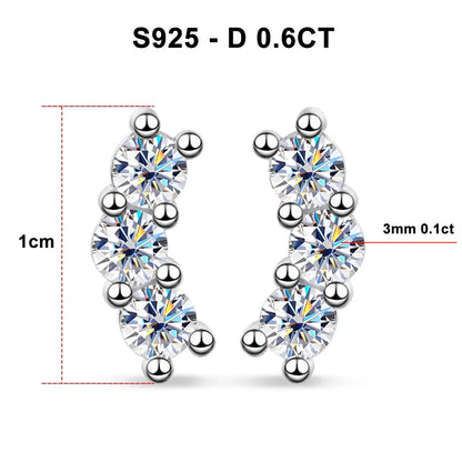 D VVS1 Full Moissanite Earrings for Women Classic Trendy Party Daily Wear GRA Certified s925 Sliver Plated 18k Earring