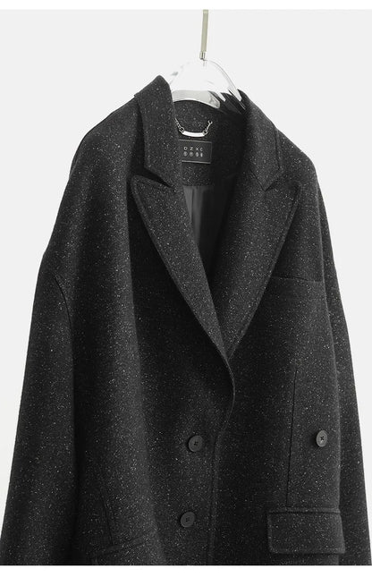 Tweed Fabric! Women's New 2025 Woolen Tweed Blazer, Long-Sleeved Slim-Fit Suit