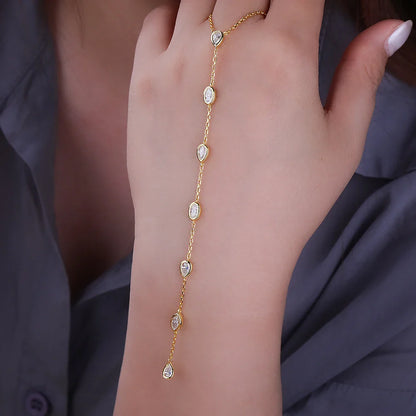 Multi Shape Moissanite Lariat Necklace for Women S925 Silver Bezel Set Pear/Oval Marquise Diamond Long Tassel Drop Necklace